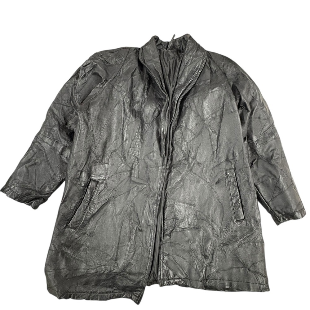 Women's Black Leather Jacket - Picture 3 of 9